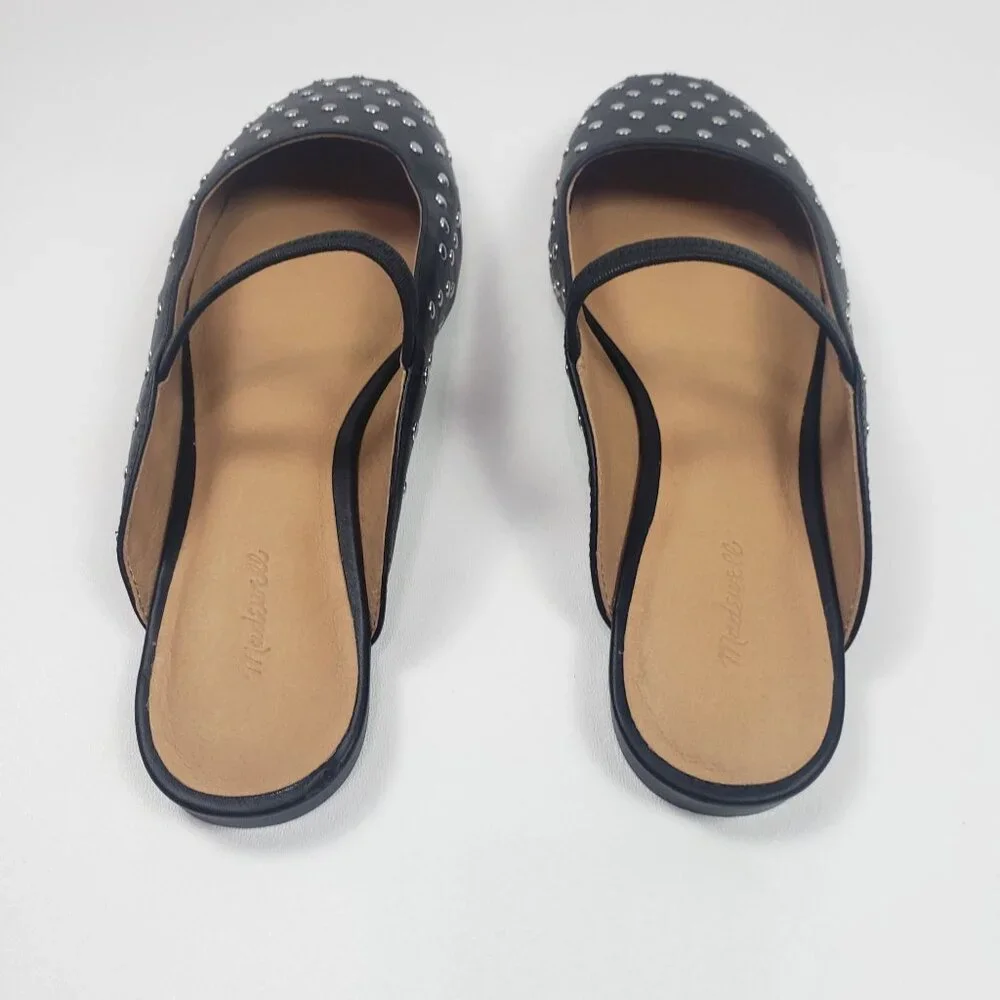 Madewell The Greta Ballet Flat Mule Women's Size 9M True Black Multi Stud Detail - Picture 7 of 16